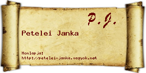 Petelei Janka névjegykártya